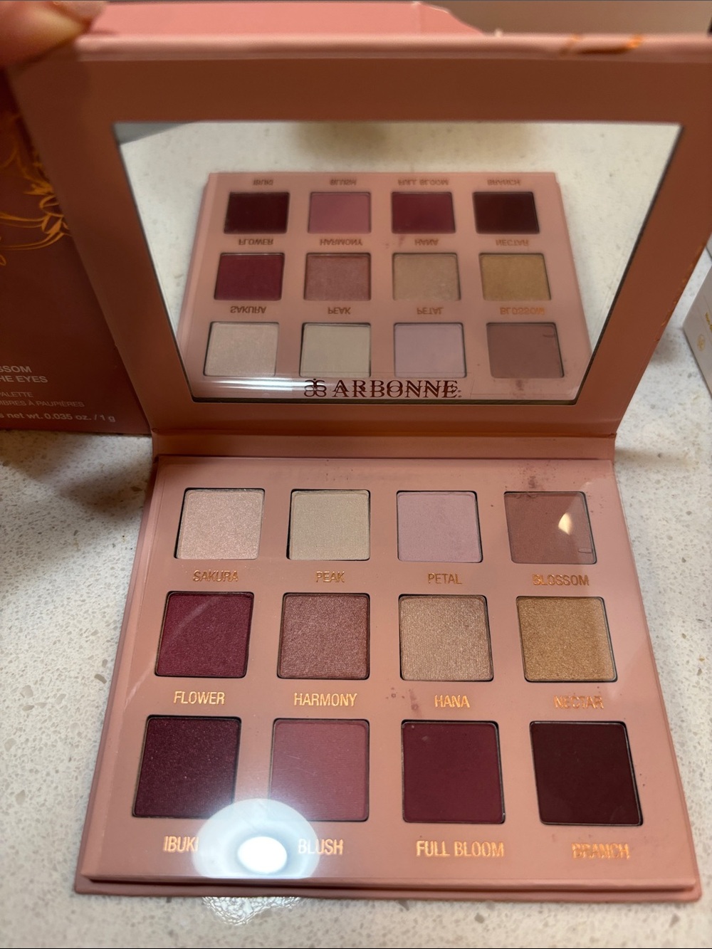 Arbonne Cherry Blossom Pink and Brown Eyeshadow Palette with Rich Shades NIB